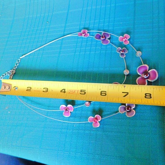 Vintage double necklace and earrings set violets and gems costume jewelry VGU - Picture 7 of 7